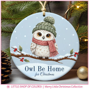 Ornement de Noël en bois de forêt avec hibou