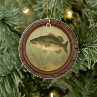 Ornement de Noël en bois foncé Achigan à grande bo