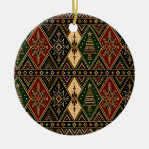 Ornement de Noël en céramique à motifs géométrique