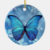Ornement de Noël en céramique Bleu Papillon Morpho (Devant)