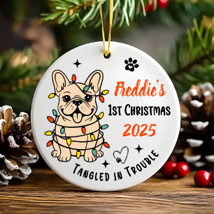 Ornement de Noël en céramique Bouledogue Français