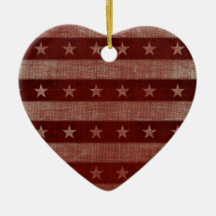 Ornement de Noël en céramique Cœur Stars & Stripes