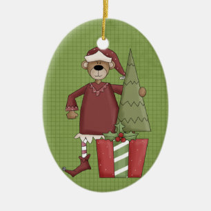 Ornement de Noël en céramique de l'ours de vacance