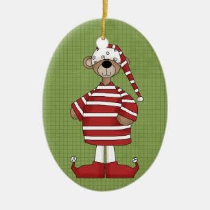 Ornement de Noël en céramique de l'ours de vacance