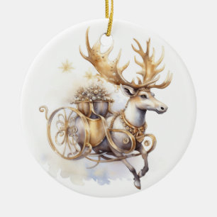 Ornement de Noël en céramique de renne
