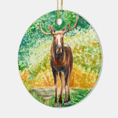 Ornement de Noël en céramique d'orignal (Gauche)