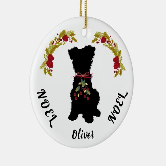 Ornement de Noël en céramique Scruffy Mutt Noel No (Droite)