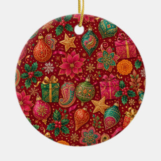 Ornement de Noël en céramique ton tonique Paisley