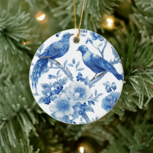 Ornement de Noël en chinoiserie bleue