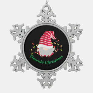 Ornement de Noël en flocon de neige Gnomie Noël
