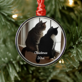 Ornement de Noël en forme de chats Tuxedo et Tabby