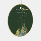 Ornement de Noël en forme de pin vert et or (Droite)