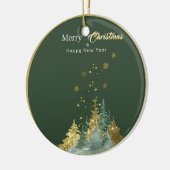 Ornement de Noël en forme de pin vert et or (Gauche)