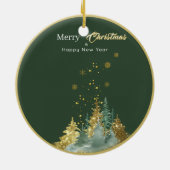 Ornement de Noël en forme de pin vert et or (Dos)