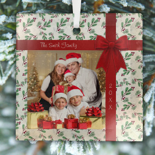 Ornement de Noël en verre pour photo de famille fe