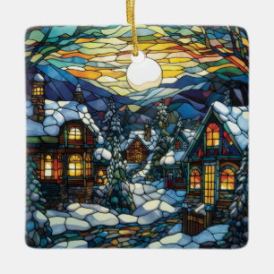 Ornement de Noël en verre teint d'hiver