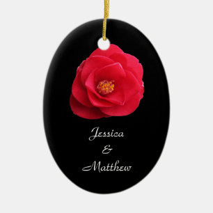 ornement de Noël fleur de camélia rouge