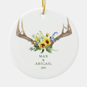 Ornement de Noël Fleurs de soleil Antlers Couple N