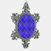 Ornement de Noël flocon de neige bleu et or (Gauche)