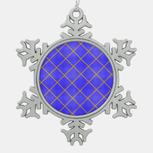 Ornement de Noël flocon de neige bleu et or