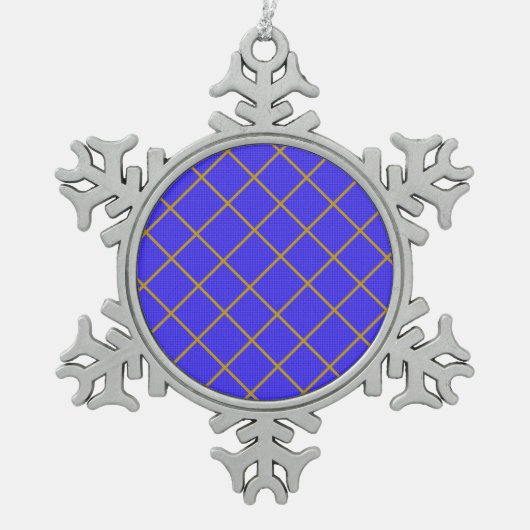 Ornement de Noël flocon de neige bleu et or (Devant)