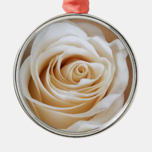 Ornement de Noël floral à la rose blanche