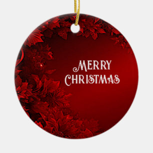 Ornement de Noël Floral Feuille Rouge