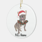 Ornement de Noël Frenchie Gris Bleu (Gauche)