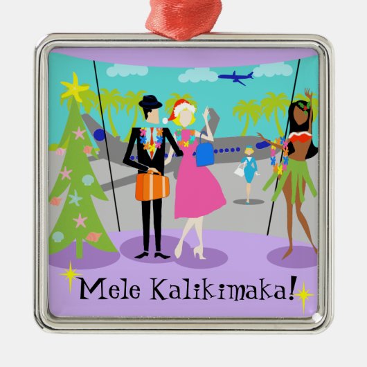 Ornement de Noël hawaïen rétro (Devant)
