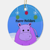 Ornement de Noël Hippopotame Violet (Gauche)