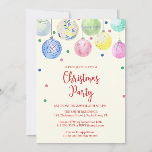 Ornement de Noël Invitation (Devant)