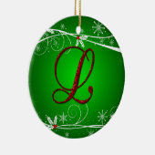 Ornement de Noël L Initial Holly Vert Rouge (Droite)