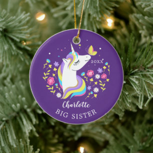 Ornement de Noël Licorne Grande Sœur Papillon