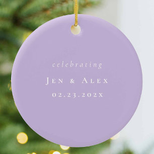 Ornement de Noël Mariage minimal pourpre