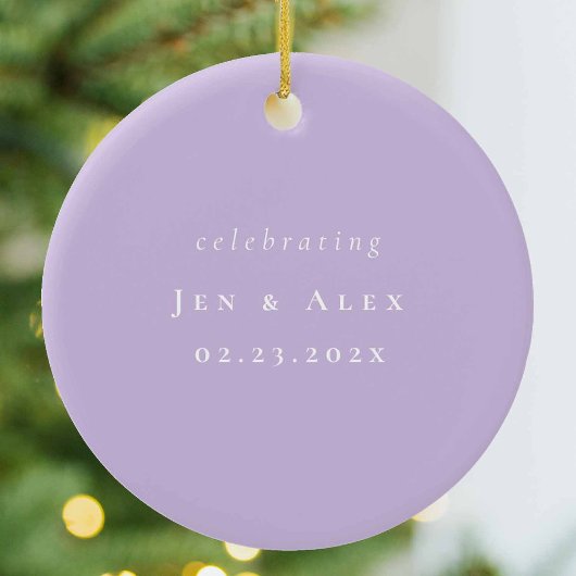 Ornement de Noël Mariage minimal pourpre
