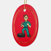 Ornement de Noël mécanique masculin blanc (Gauche)