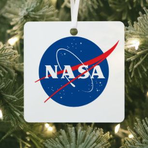 Ornement de Noël métallique de la NASA (Carré)