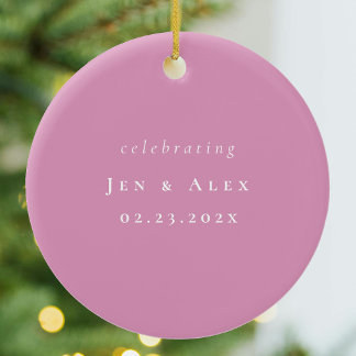 Ornement de Noël minimaliste Mariage rose et blanc