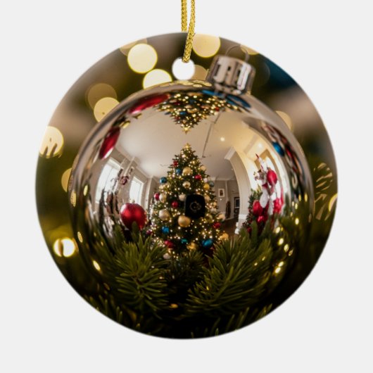 Ornement de Noël miroir doré (Devant)