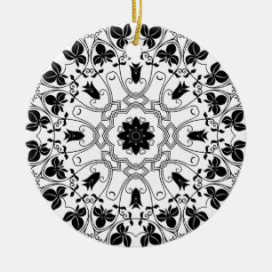 Ornement de Noël mystique de Mandala noir et blan