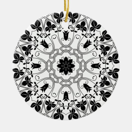 Ornement de Noël mystique Mandala noir & blanc (Devant)
