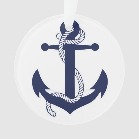Ornement de Noël nautique Ancre acrylique blanc (devant)