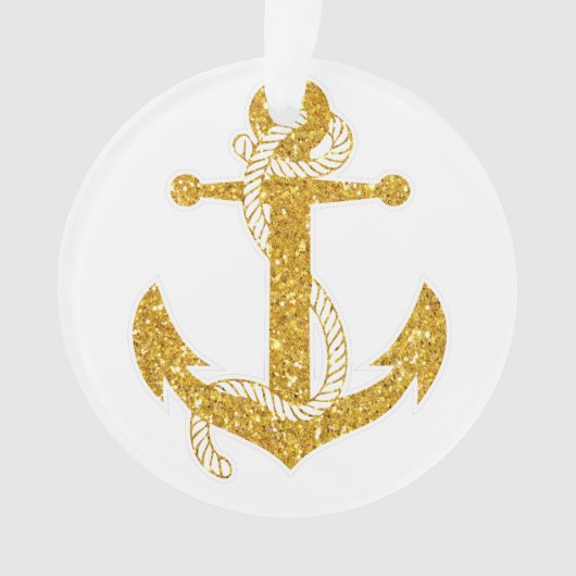 Ornement de Noël nautique Ancre d'or acrylique (devant)