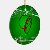 Ornement de Noël O initial en Rouge Vert Holly (Droite)