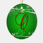 Ornement de Noël O initial en Rouge Vert Holly (Gauche)