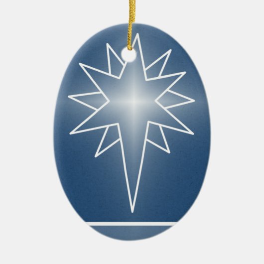 Ornement de Noël ovale de l'étoile du Nord, bleu (Devant)