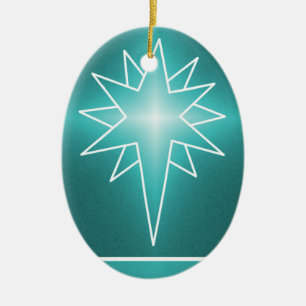 Ornement de Noël ovale étoile du Nord, Turquoise