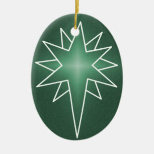 Ornement de Noël ovale étoile du Nord, Vert