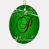 Ornement de Noël P Initiale Verts Rouges Noël (Droite)