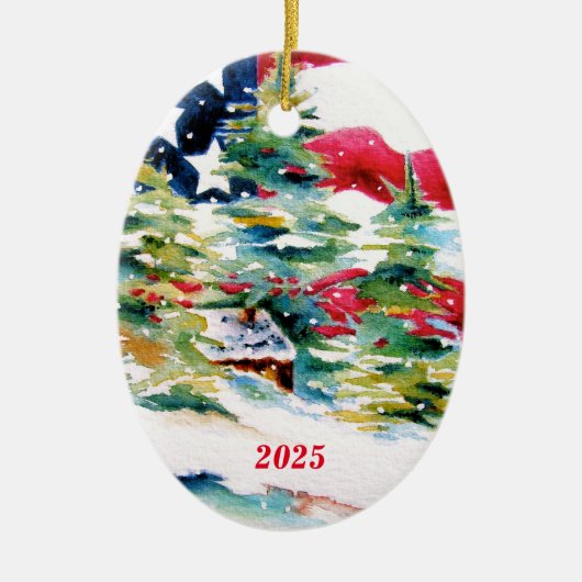 Ornement de Noël Patriotique Oval 2025 (Devant)